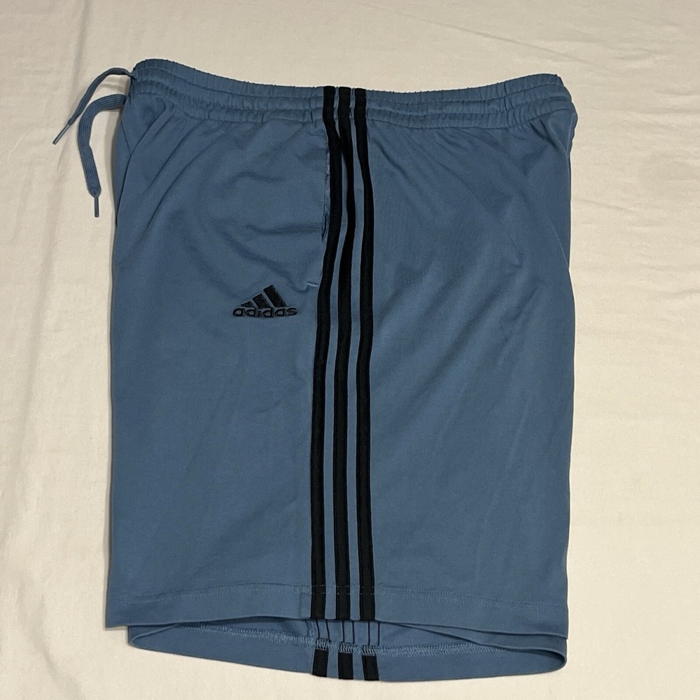 Adidas Essentials 3-Stripes Shorts Mens XL Blue Baggy Workout Streetwear - Picture 2 of 6